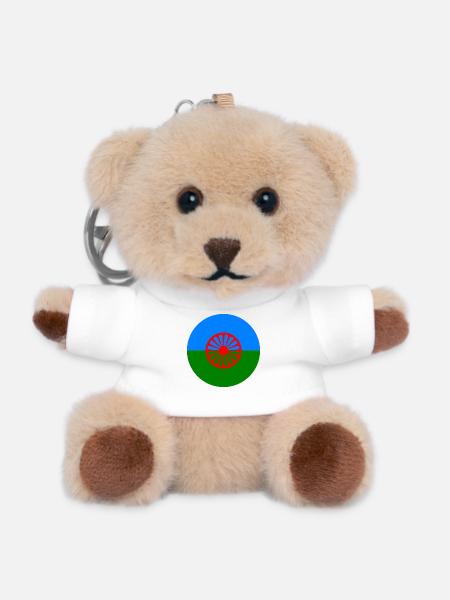 autocollant rond drapeau du peuple roumain idée cadeau - Porte-clés ourson - blanc