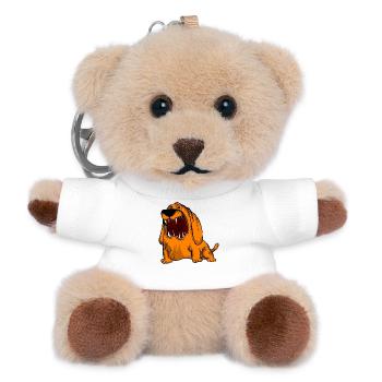 Furchtbarer orangefarbener Knurrer Welpe - Teddy Schlüsselanhänger - Weiß - Vorne
