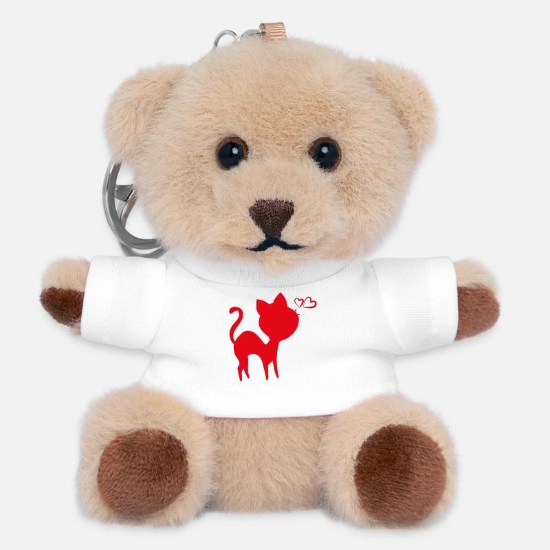 Cat - Teddy Keyring - white