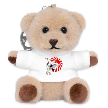 Lancer de judo avec le rayonnement du soleil japonais - Porte-clés ourson - blanc - Devant