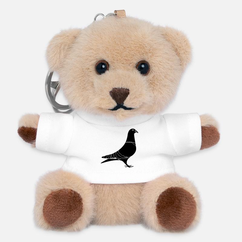 Pigeon voyageur - Porte-clés ourson - blanc
