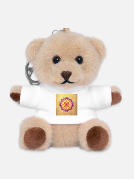 Poster Mandala Ornament Gold Blüte Yoga Indien om - Teddy Schlüsselanhänger - Weiß