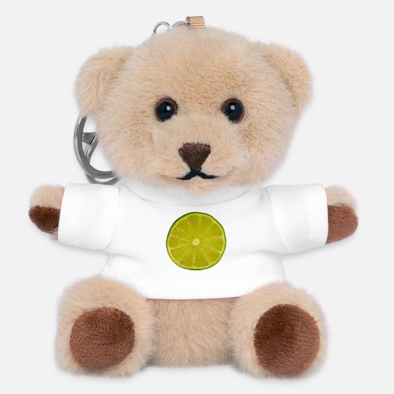 Lime Slice - Teddy Keyring - white
