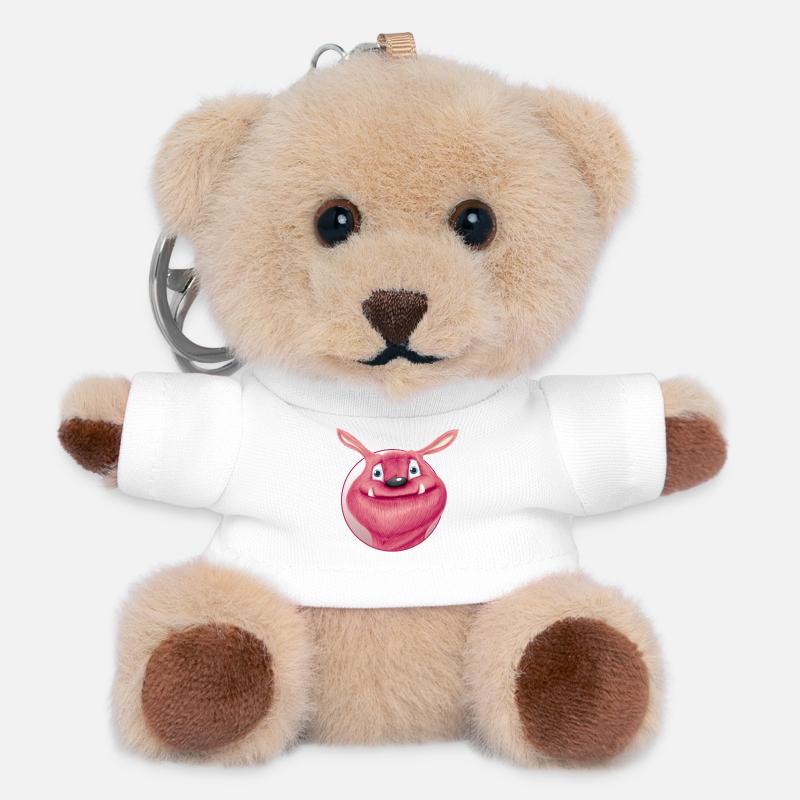 red monster - Teddy Keyring - white