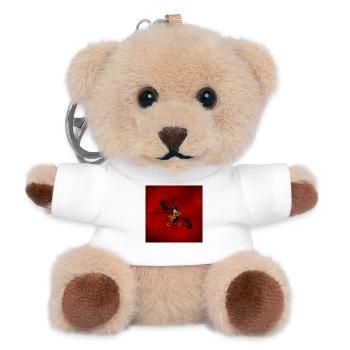 Creepy skull looks through a hole - Teddy Keyring - white - Front