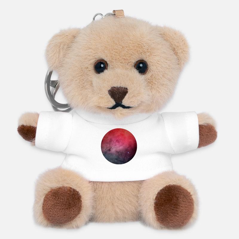 Jeu galactique de couleurs sur coton - Porte-clés ourson - blanc