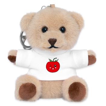 funny tomato with happy face - Teddy Keyring - white - Front