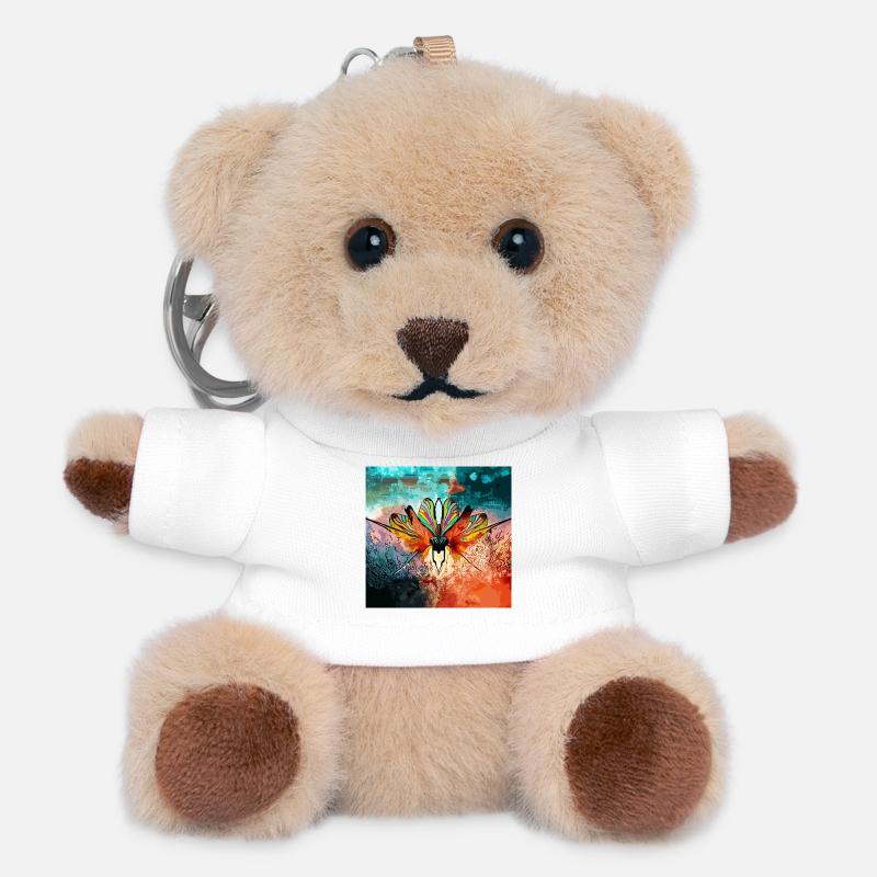 Colored butterfly dream - Teddy Keyring - white
