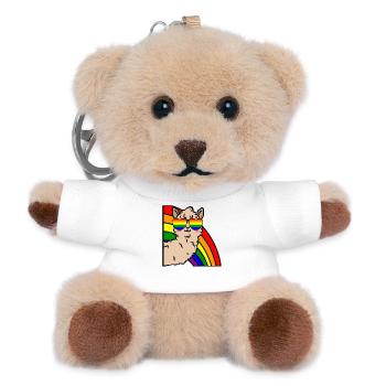 Cool Lama Transgender Lgbt Regenbogen Sexualität - Teddy Schlüsselanhänger - Weiß - Vorne