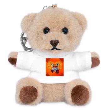 Wunderbarer Fuchskopf mit Herz - Teddy Schlüsselanhänger - Weiß - Vorne
