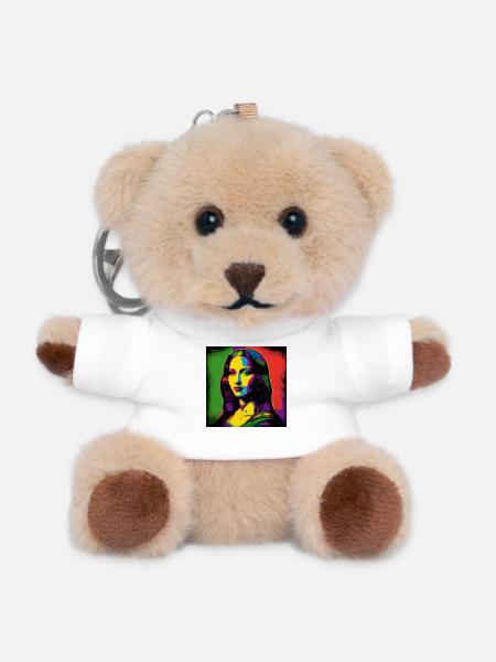 Portrait Pop Art - Porte-clés ourson - blanc