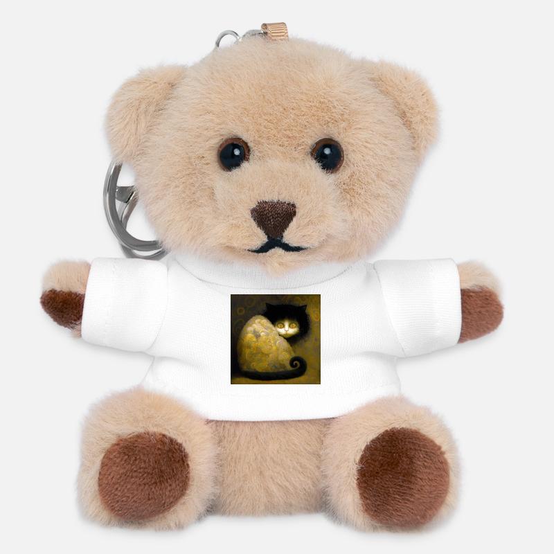 Golden Cat Arabesques - Stoik the Cat - Teddy Keyring - white