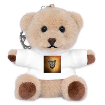 decorative cat head - Teddy Keyring - white - Front