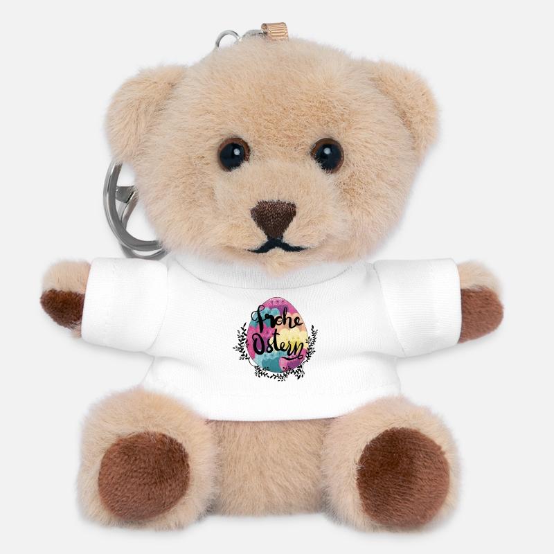 Easter Egg Flowers Happy Easter - Teddy Keyring - white
