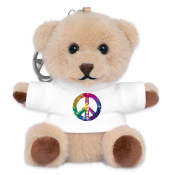 Groovy Tie Dye Peace Zeichen - Teddy Schlüsselanhänger - Weiß - Vorne