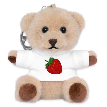 Strawberry - Teddy Keyring - white - Front