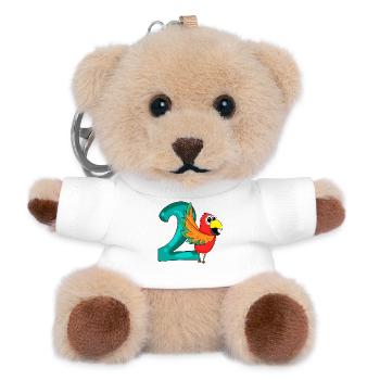 2 anniversaire 2 ans avec motif animal - deux - Porte-clés ourson - blanc - Devant