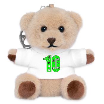 Numéro 10 - Dix - Football - 10ème fête d’anniversaire des enfants - Porte-clés ourson - blanc - Devant