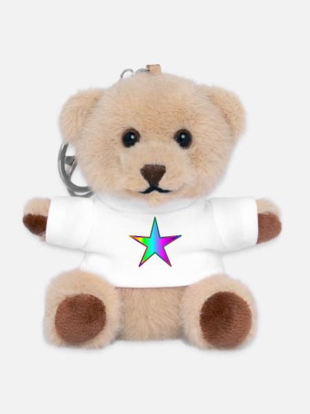 STERN. STERNE. STERN. FEST. JAHRESTAG. WEIHNACHTEN - Teddy Schlüsselanhänger - Weiß