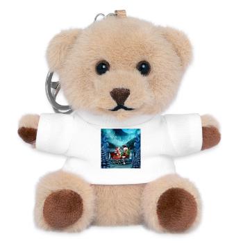 Cute Christmas puppy and moonlight elf - Teddy Keyring - white - Front