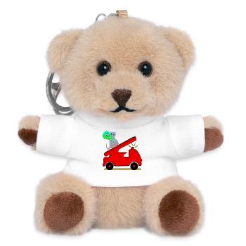 SCHULKIND EINSCHULUNG FEUERWEHRAUTO MAUS - Teddy Schlüsselanhänger - Weiß - Vorne
