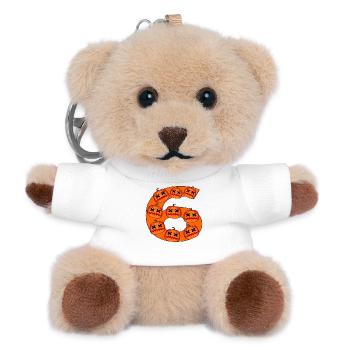 NUMBER 6 - AUTUMN HALLOWEEN PUMPKINS - Teddy Keyring - white - Front
