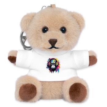 Affe mit Kopfhörer Musik - Teddy Schlüsselanhänger - Weiß - Vorne