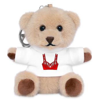 BH rotes Dessous-Logo - Teddy Schlüsselanhänger - Weiß - Vorne