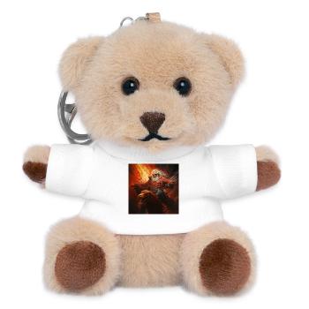 Santa rides through hell flying devil birth - Teddy Keyring - white - Front