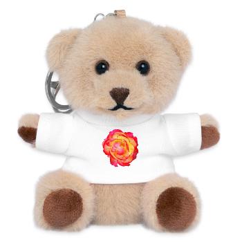 Rosenfoto pfirsich farben, blühen - Teddy Schlüsselanhänger - Weiß - Vorne