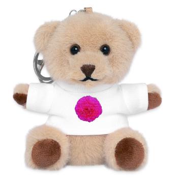 gefüllte rose, schöne blumen, rosatönte - Teddy Schlüsselanhänger - Weiß - Vorne