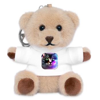 Neonkatze Farbenspiel Portrait - Teddy Schlüsselanhänger - Weiß - Vorne