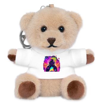 Neon astronaut in the rainbow cosmos - Teddy Keyring - white - Front