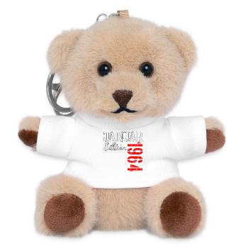 63 Jahre alt - Geburtstag Januar 1964 - Teddy Schlüsselanhänger - Weiß - Vorne