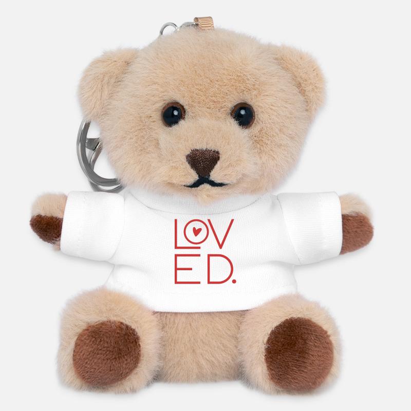AIMÉ, Vous êtes aimé, Amour, Saint-Valentin, Cœur - Porte-clés ourson - blanc