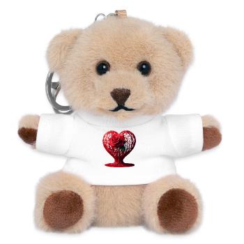 Coeur de rose (03) - Porte-clés ourson - blanc - Devant