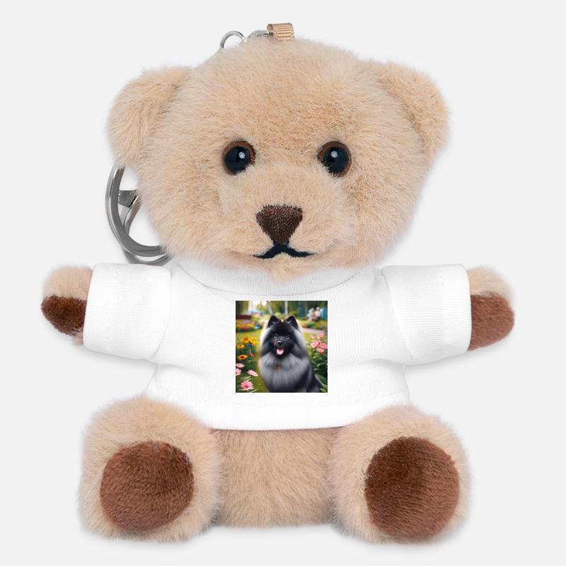 Wolspitz Keeshond - Porte-clés ourson - blanc