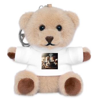 Tasse Kaffee - Teddy Schlüsselanhänger - Weiß - Vorne