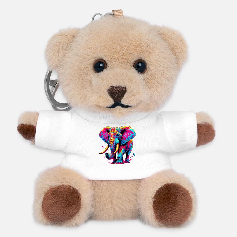 Elefant - Teddy Schlüsselanhänger - Weiß