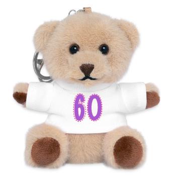 60. 60 YEARS. 60th ANNIVERSARY. 60TH BIRTHDAY. - Teddy Keyring - white - Front