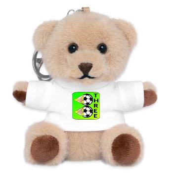3. Geburtstag - Fußball DREI - Teddy Schlüsselanhänger - Weiß - Vorne