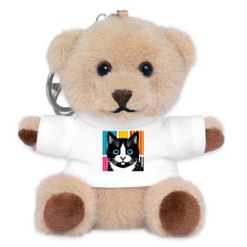 Katze - Teddy Schlüsselanhänger - Weiß - Vorne