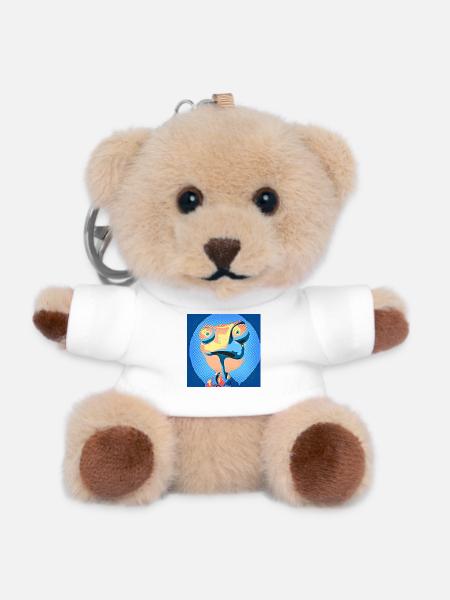 Pop Art Chameleon in Neon Colors - Teddy Keyring - white