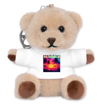 Sommerpalmen-Sonnenuntergang Retro - Teddy Schlüsselanhänger - Weiß - Vorne