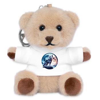Wolf heult den Vollmond an - Teddy Schlüsselanhänger - Weiß - Vorne