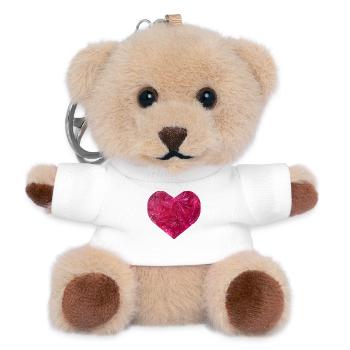 Herzmotiv - handgemalt von Martina Eßer - Teddy Schlüsselanhänger - Weiß - Vorne