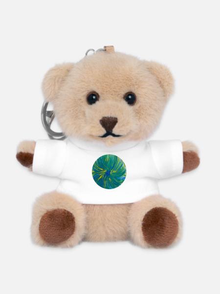 Motif circulaire - peint à la main par Martina Eßer - Porte-clés ourson - blanc