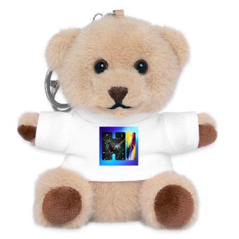 Schwarze Splatter-Abstraktion - Teddy Schlüsselanhänger - Weiß - Vorne