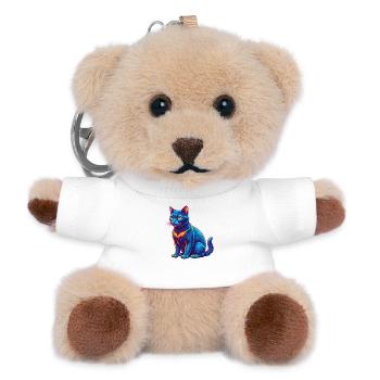 Bombay-Katze, Rasse, Cartoon, Kawaii, Tier, Haustier - Teddy Schlüsselanhänger - Weiß - Vorne
