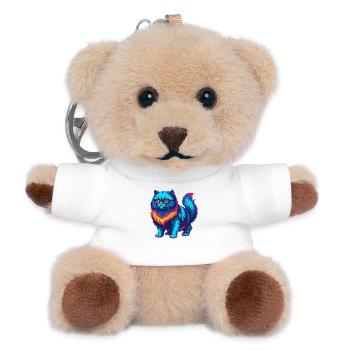 Colorpoint Persian Cat Breed Cartoon Kawaii Animal - Teddy Keyring - white - Front
